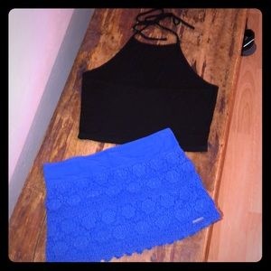 Abercrombie & Fitch Black Crop-top & Blue Skirt